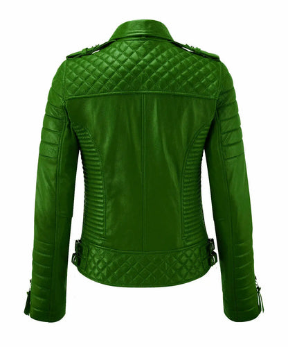 Hatch Sports Women's Green Motorcycle Biker Jackets Cafe Racer Retro Slim Fit Jackets - Hatch Sports