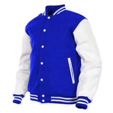 Hatch Sports Women Varsity Jacket Wool+Genuine Leather Blue/White - Hatch Sports