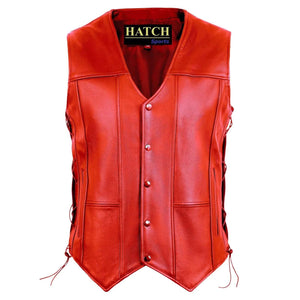 Premium Classic Men's Genuine Leather Vest Stylish High Quality Motorcycle Vest - Hatch Sports