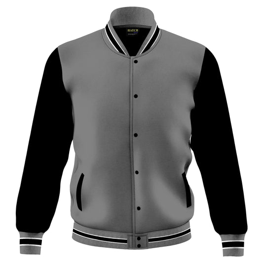 Hatch Sports Men's Jacket Fleece Outdoor Winter Bomber Letterman Jackets Grey/Black - Hatch Sports