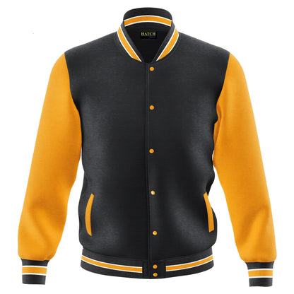 Hatch Sports Mens Varsity Jacket Fleece Outdoor Winter Bomber Jackets Black/Gold - Hatch Sports