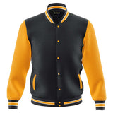 Hatch Sports Mens Varsity Jacket Fleece Outdoor Winter Bomber Jackets Black/Gold