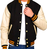 Men's Classic Letterman Varsity Leather Bomber Jacket