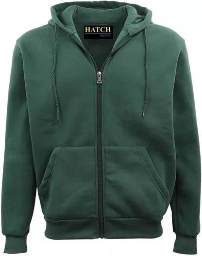 Adult Unisex Zip Plain Fleece Hoodie Hooded Jacket Mens Sweatshirt Jumper XS - 5XL - Hatch Sports