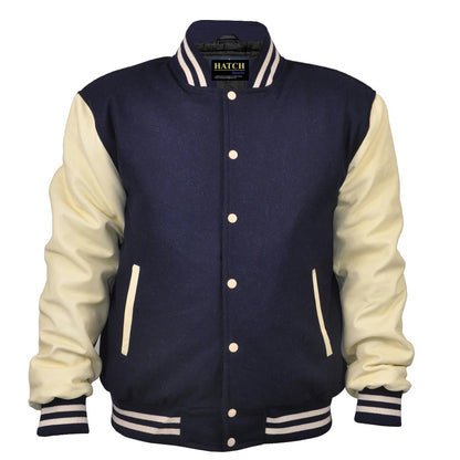 Hatch Sports Woman Jacket Wool+Leather Navy Blue/Cream