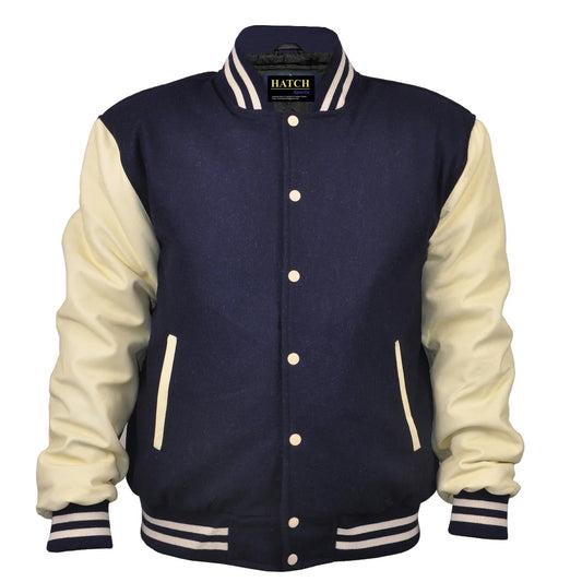 Hatch Sports Woman Jacket Wool+Leather Navy Blue/Cream