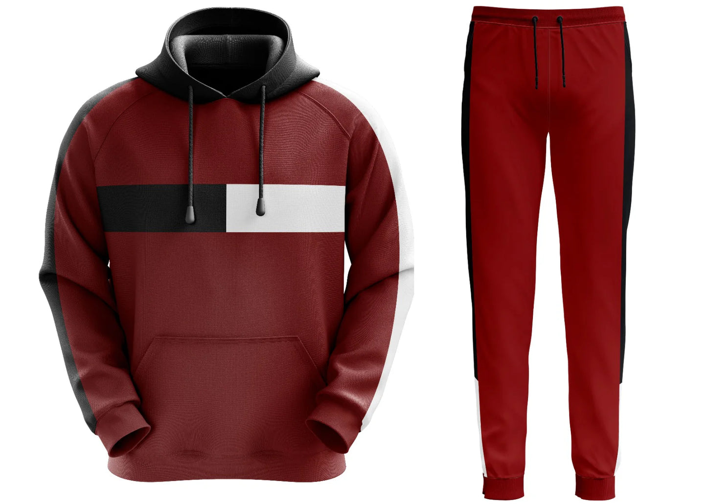 Hooded Plain Tracksuit Fleece Ribbed Cuff Sweatshirts Cotton Blend Joggers Oversize
