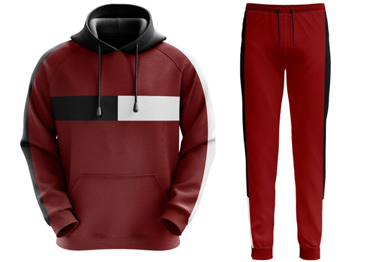 Hooded Plain Tracksuit Fleece Ribbed Cuff Sweatshirts Cotton Blend Joggers Oversize