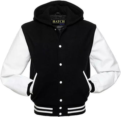 varsity hoodie black white