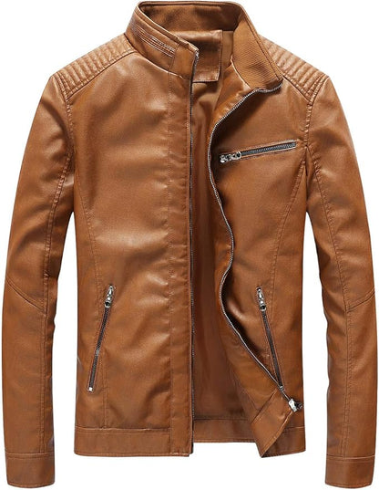 Leather Jacket Men Lightweight Bomber Jackets and Coats