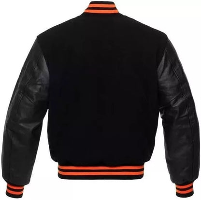 Hatch Sports Men’s Varsity Baseball Jacket Wool Body Genuine Cowhide Leather Arms Varsity