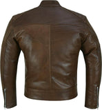 Mens Genuine Leather Jacket Cowhide Motorbike Motorcycle Moto-Jacket Real Leather – Back view of stylish brown leather design.
