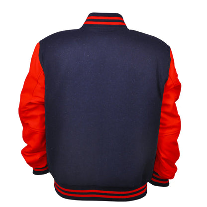 Hatch Sports Woman Jacket Wool+Leather Navy Blue/Red
