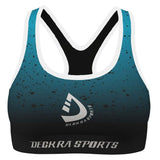 Women Bra | Shorts set Sportswear Antishock Running Gym, Yoga Tights Breathable sports bra with blue gradient design.