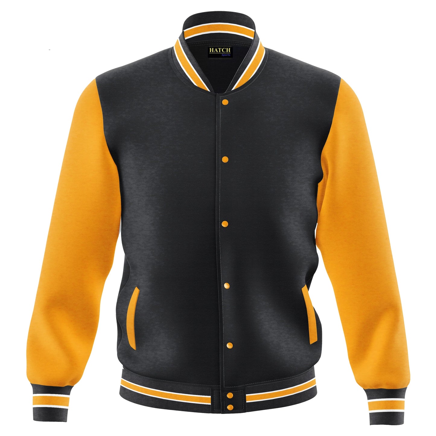 Hatch Sports Mens Varsity Jacket Fleece Outdoor Winter Bomber Jackets Black/Gold