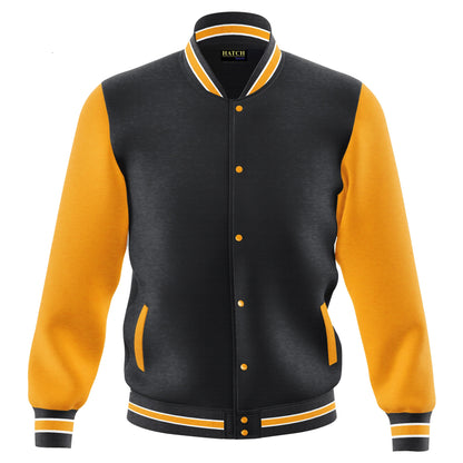 Hatch Sports Mens Varsity Jacket Fleece Outdoor Winter Bomber Jackets Black/Gold