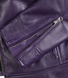 Dodge Womens Real cowhide  Leather Purple Biker Style Jacket