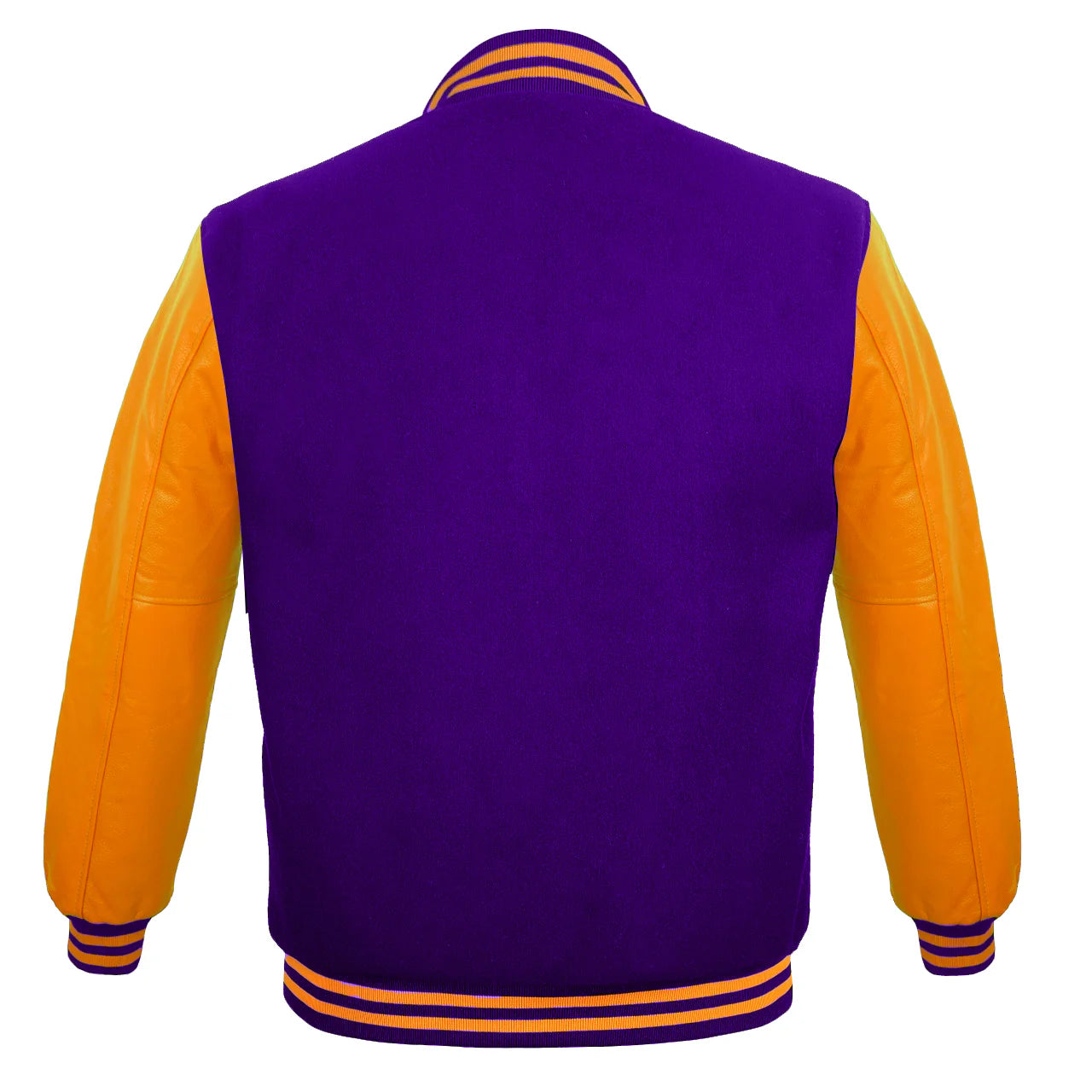 Hatch Sports Men's Varsity Jackets Genuine Leather Sleeve And Wool Body Purple/Yellow