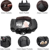 Leather Travel Bag with Shoe Pouch,Weekender Overnight Bag Waterproof Leather Large Carry On Bag
