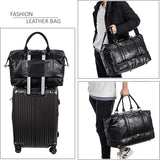 Leather Travel Bag with Shoe Pouch,Weekender Overnight Bag Waterproof