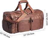 Leather Travel Bag with Shoe Pouch,Weekender Overnight Bag Waterproof Leather Large