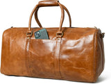Duffle Bag For Men and Women, 21 Inch Vintage Buffalo Leather Travel Duffle Bag