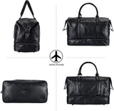 Leather Travel Bag with Shoe Pouch,Weekender Overnight Bag Waterproof