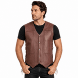 Premium Classic Men's Genuine Leather Vest Stylish High Quality Motorcycle Vest