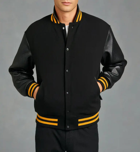 Men's Varsity Baseball Jacket - Wool Body, Leather Arms Hatch Sports