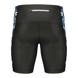 Back view of men's 4D gel padded cycling shorts with breathable design for comfort during biking.