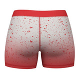 Women Bra | Shorts set Sportswear Antishock Running Gym, Yoga Tights Breathable red splatter shorts view from the back.