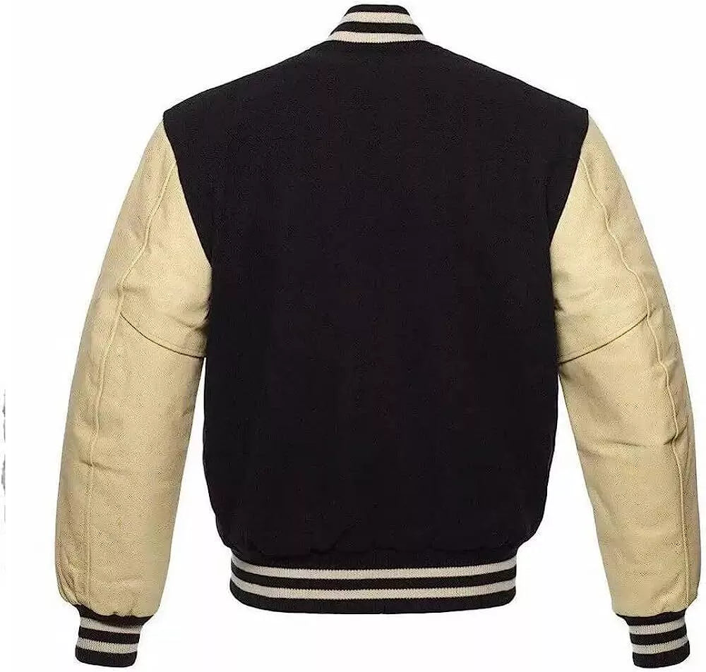 Hatch Sports Men’s Varsity Jacket Wool Body Genuine Leather Arms Letterman American Style Jacket