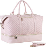 Leather Travel Bag with Shoe Pouch Classic Pink
