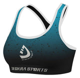 Women Bra | Shorts set Sportswear Antishock Running Gym, Yoga Tights Breathable sports bra in teal and black.