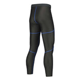 Compression Skin Fit Tights Base Layer Bottom in black with blue accents, perfect for gym and fitness activities.