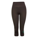 Ladies compression thermal high waist shorts in dark brown for gym, running, and yoga workouts.