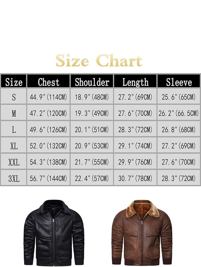 Men’s Faux Leather Jacket Warm Winter Fur Coat Motorcycle Bomber Jacket