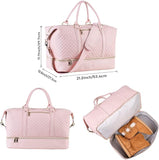 Leather Travel Bag with Shoe Pouch Classic Pink