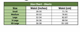 Size chart for Mens Cycling Shorts Bib Shorts 4D Gel Padded Bicycle Riding Active wear Shorts, showing waist measurements.