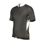 Mens Cycling Jersey Summer Bicycle Riding Breathable Biking Shirt With Pockets in black and yellow design.