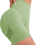 Professional high waisted cycling gym shorts in green, designed for comfort and enhanced curves during workouts.