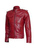 Top-Grade Men’s Burgundy Leather Jacket – Premium Slim Fit Genuine Leather Biker Jacket for Men.