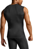 Men's Cool Dry Compression Sleeveless Tank Top in black, showcasing back design for enhanced performance in sports and activities.