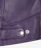Dodge Womens Real cowhide  Leather Purple Biker Style Jacket