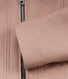 Marsha Women's Cropped Pink Leather Jacket with Shirt Collar