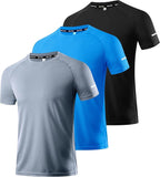 Pack of 3 Men's Workout Running Shirts, Dry Fit Moisture Wicking T-Shirts