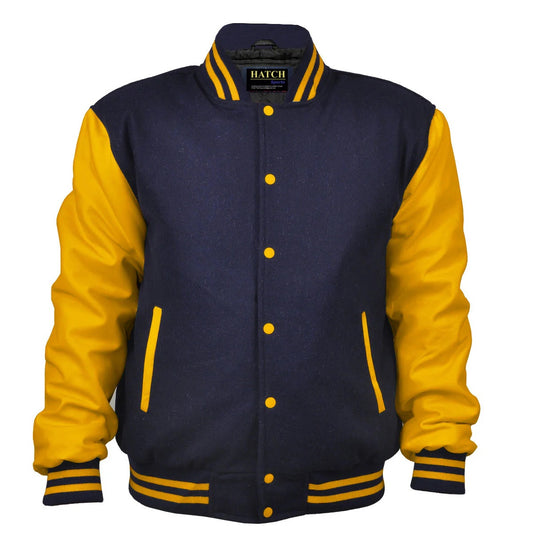 Hatch Sports Woman Jacket Wool+Leather Navy Blue/Gold