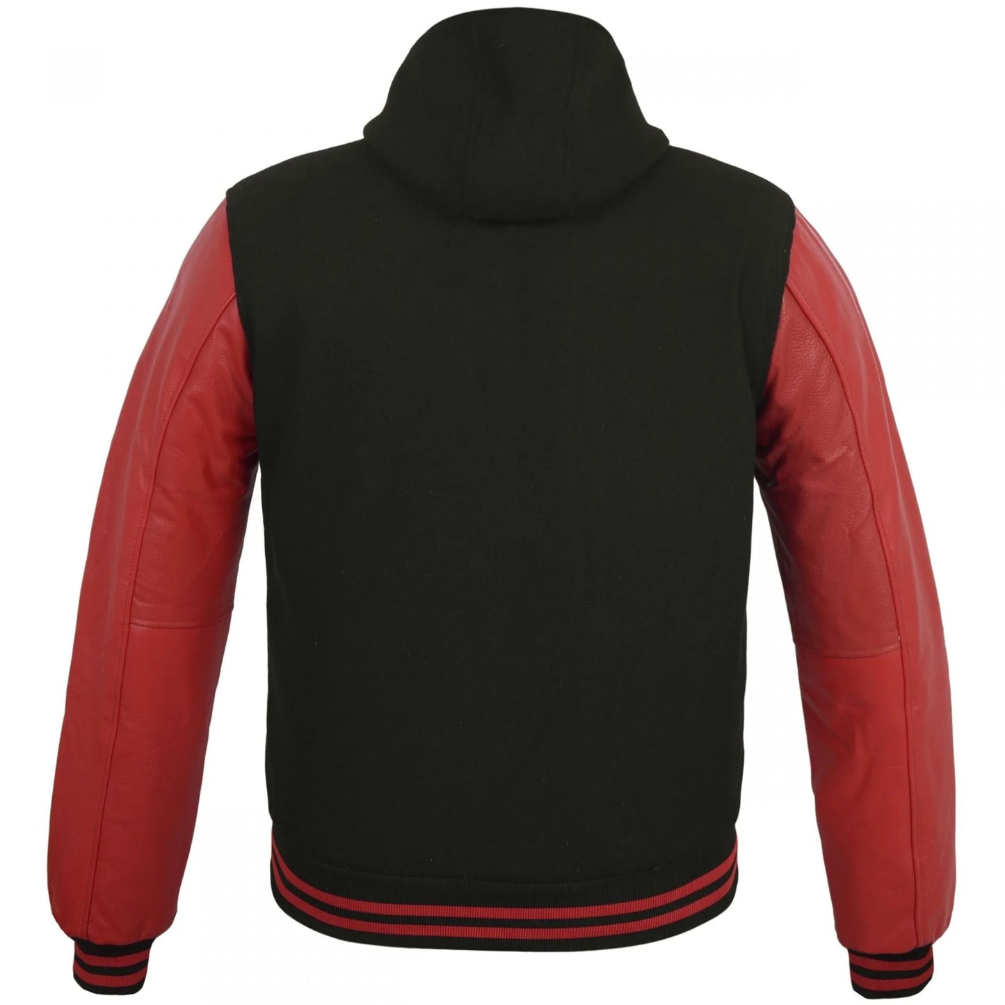 Hatch Sports Women Hoodie Wool+Leather College Varsity Jacket Style Black/Red Hoodie