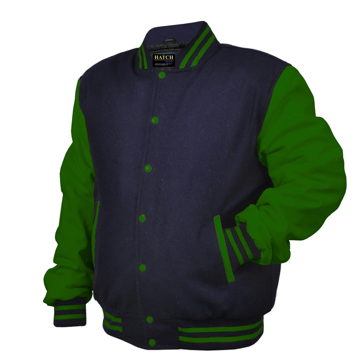 Hatch Sports Woman Jacket Wool+Leather Navy Blue/Green