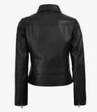 Women's Genuine Cowhide Leather Jacket – Black Harrington Style Zip-Up Leather Coat